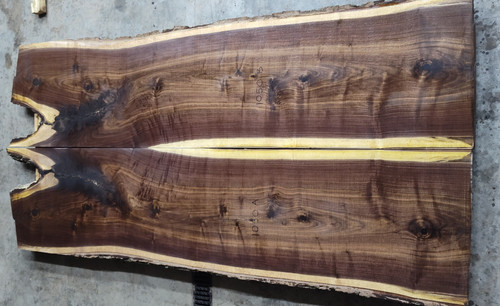 10/4 Bookmatched Walnut Live Edge Slabs 1050 AB