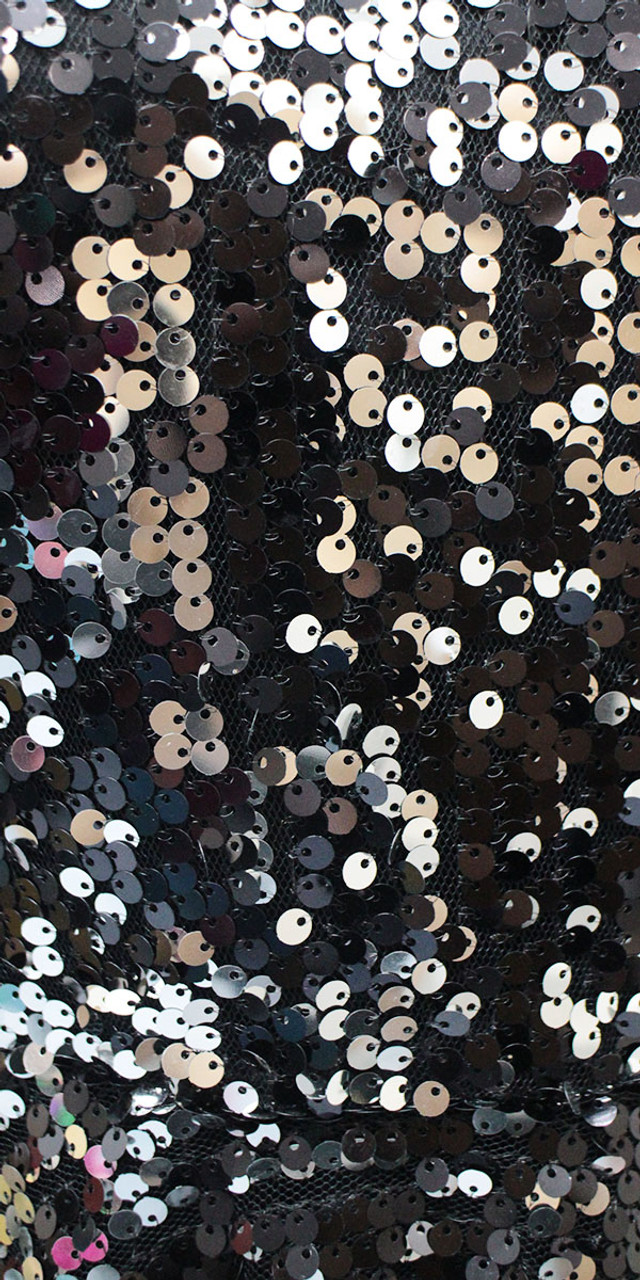 Short Dress | One-color | Black Sequin Spangles Fabric | SequinQueen ...