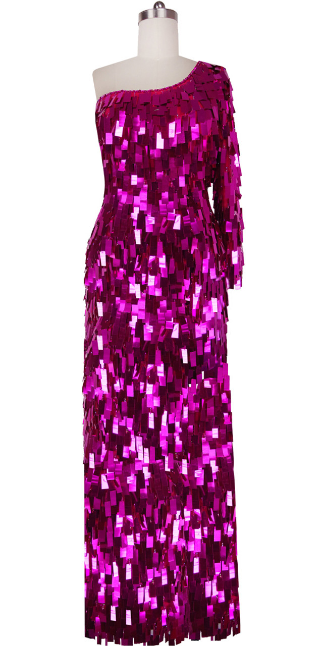 Long Dress | Handmade | Paillette Sequin Spangles | Metallic Fuchsia ...
