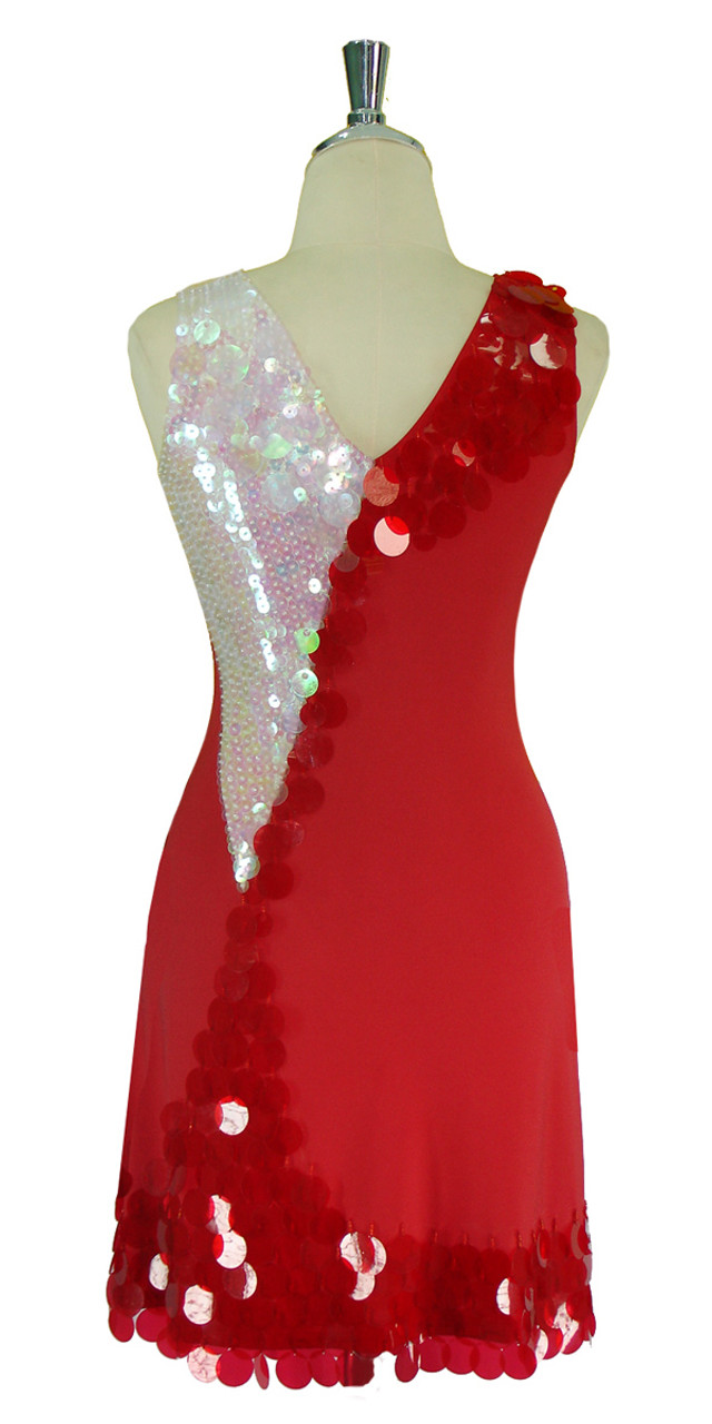 Short Dress | Handmade | Paillette Sequin Spangles | Red | White ...