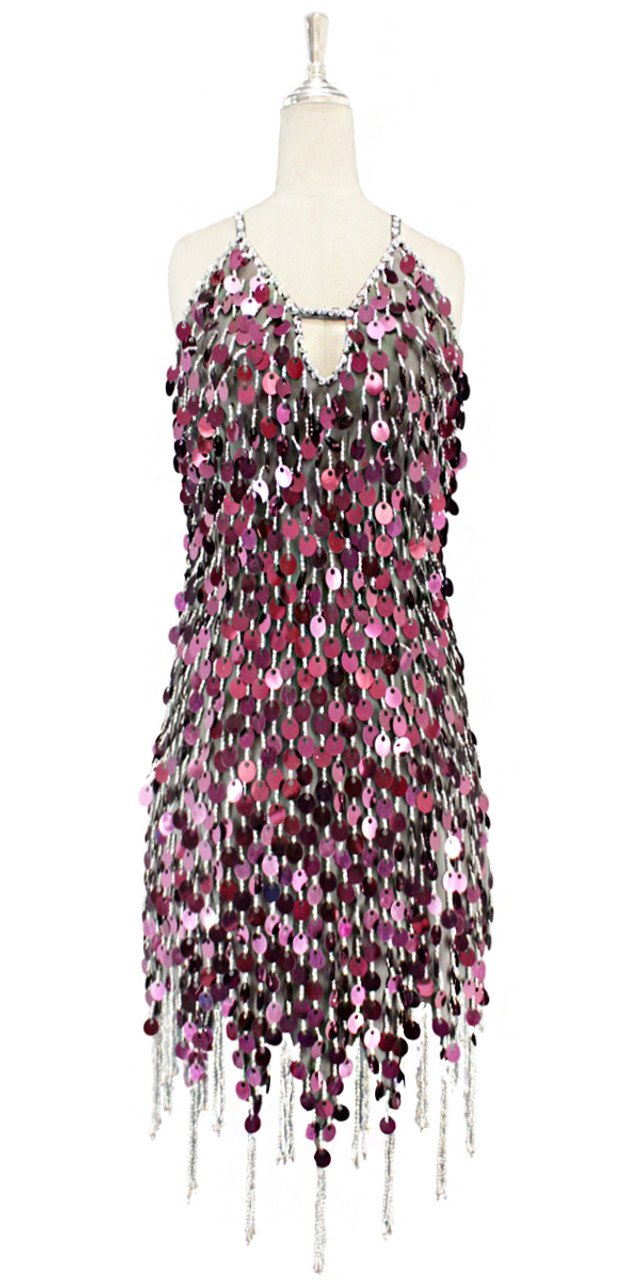 Santia Short beaded dress in jacquard fabric with sequins Size Small