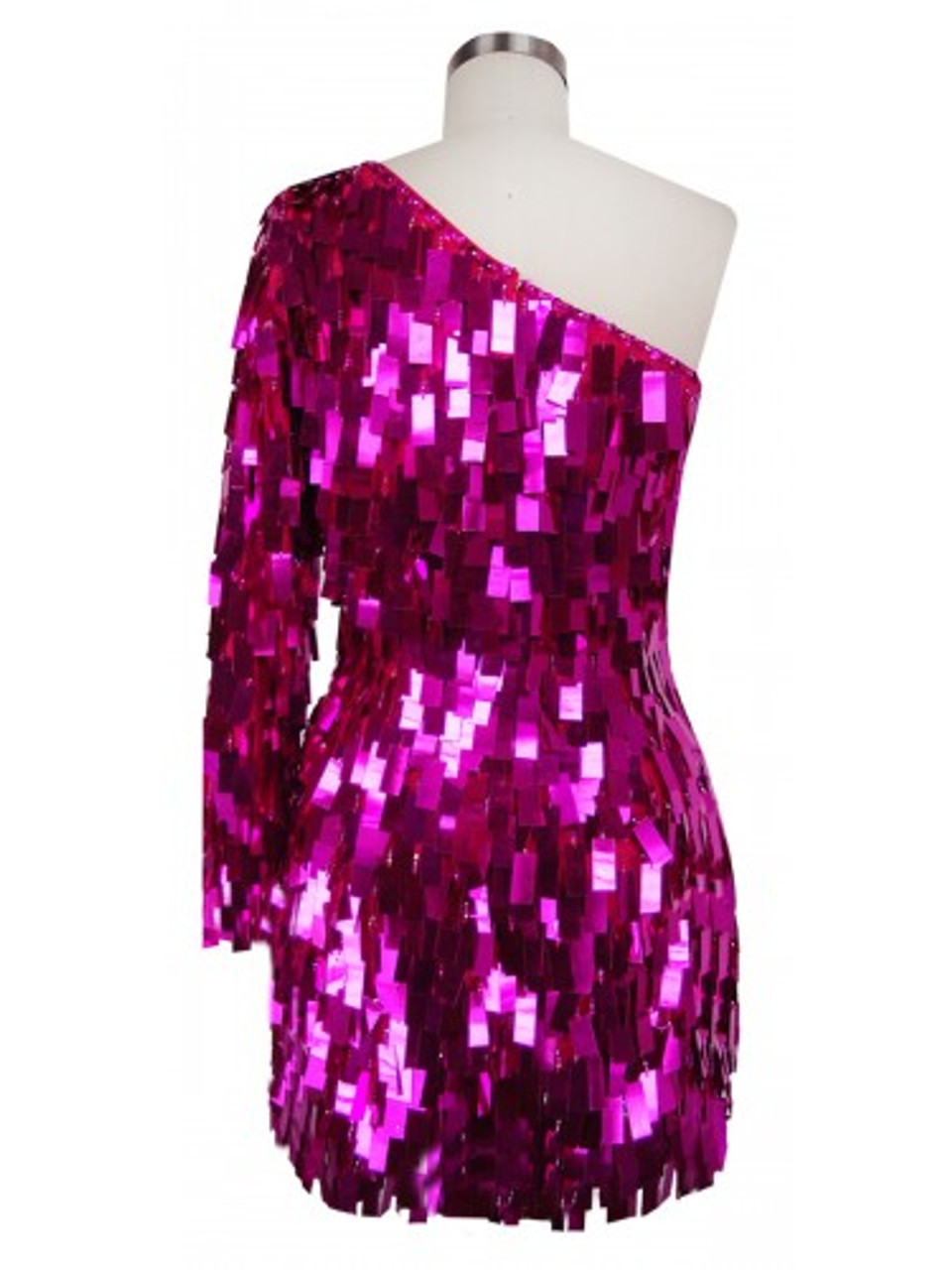 Short One-sleeved Dress | Rectangle Paillette Sequin Spangles ...