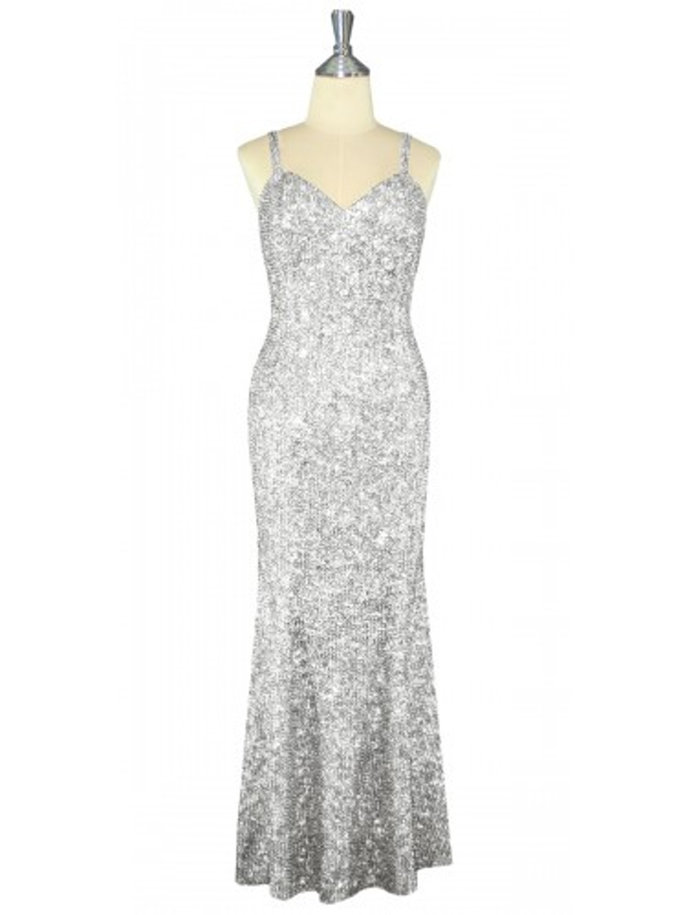 silver holographic sequin dress