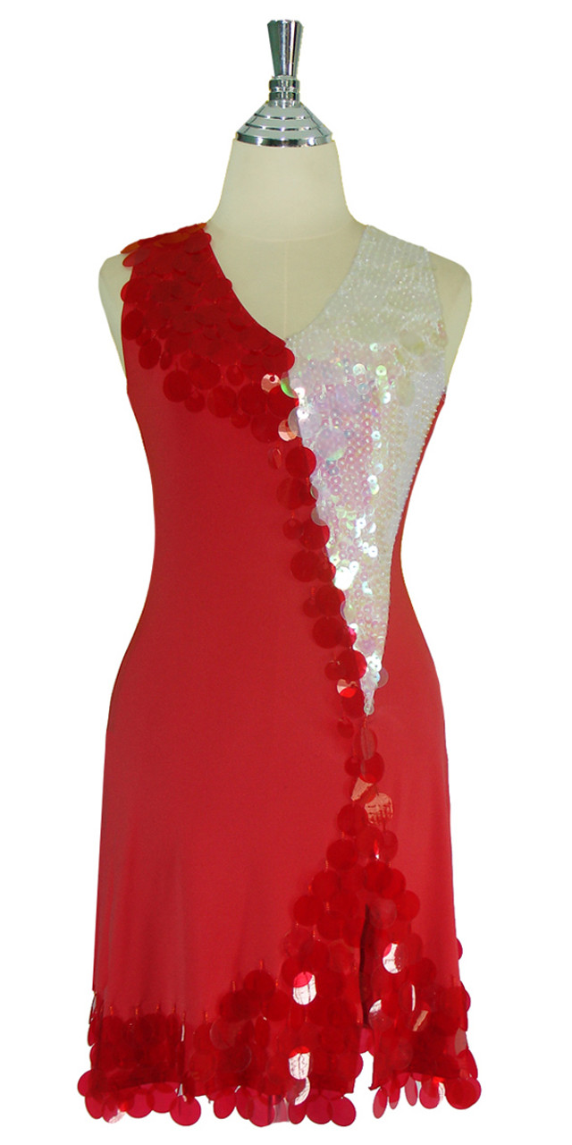 red and white sequin dress