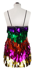 Short Handmade Multicolored Rectangle Paillette Sequin Dress back view