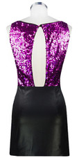 Show Choir Short Metallic Fuchsia Sequin Fabric With Black Stretch Fabric Dress