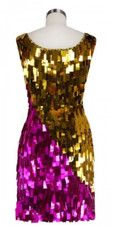 Show Choir Short Handmade Paillette Fuchsia and Gold Sequin Dress