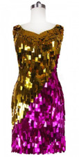 Show Choir Short Handmade Paillette Fuchsia and Gold Sequin Dress