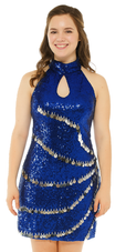 Show Choir Short Dress In Dark Blue Sequin Fabric With Hand Sewn Silver Sequin Show Choir Short Dress In Dark Blue Sequin Fabric With Hand Sewn Silver Sequin