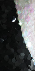 Short Handmade Sequin Dress, In Black Metallic And White Transparent Sequins - Close View