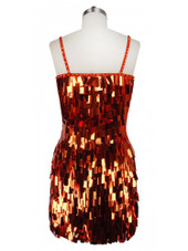 Short Handmade Rectangular Paillette Hanging Metallic Copper Sequin Dress back view