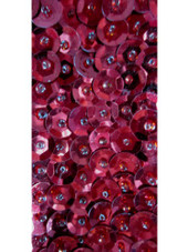 Short Cowl-back Handmade 8mm Cupped Sequin Dress in Metallic Dark Red closeup view