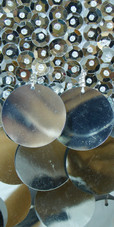 Short Handmade 8mm Cupped Sequin Dress in Metallic Silver with Paillette Sequin Silver close up view