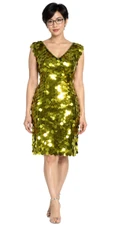 Short Handmade Paillette Hanging Metallic Gold Sleeveless Sequin Dress