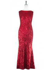 Long Cowl Back Handmade 8mm Cupped Sequin Dress in Hologram Red  front view