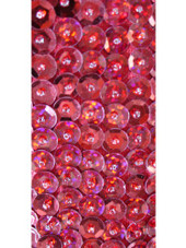 Short Handmade 8mmCupped Sequin Gown in Hologram Red close up view