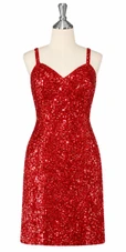 Short Handmade 8mm Cupped Hologram Red Sequin Gown