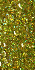 Short Handmade 8mm Cupped Sequin Gown in Hologram Gold close up view
