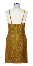 Short Handmade 8mm Cupped Sequin Gown in Hologram Gold back view
