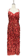 Long Handmade Red Hanging Sequin Gown (2020-012)