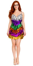 Handmade Multicolored Rainbow Pattern Paillette Sequin Short Dress
