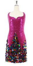 Short Fuschia Sequin Fabric Dress With Jumbo sequins Skirt (2020-027)