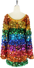 Handmade Short Dress In Multi-Colour Hologram Jumbo Sequins (2020-033)