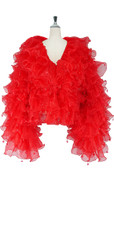 Long Sleeves Red Ruffles with Hanging Sequins Short Coat (COS2022-002)