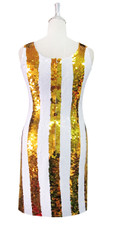 Handmade 8mm White & Gold Metallic Sequin Short Dress (SH10M-001)