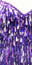 In-Stock Short Handmade Metallic Purple Tear Shape Sequin Dress SIZE: SIZE: US 08 / UK 10 / EUR 40 BUST: 40 WAIST: 30 HIPS: 40 G: 17 (mid top of shoulder to waist) SL1 Length: 12 SL2 Length: 17