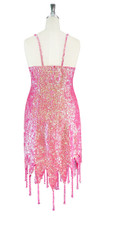 In-Stock Short Handmade Pink Cupped Sequin Dress with Beaded Hemline SIZE: US 16 / UK 18 / EUR 48  BUST: 43 WAIST: 36 HIPS: 46 G: 20 (mid top of shoulder to waist) SL1 Length: 13+5 SL2 Length: 18+5