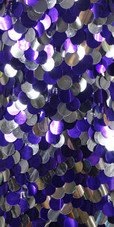 In-Stock Handmade Purple & Silver Jumbo Sequin Short Dress SIZE: US 18 / UK 20 / EUR 50 BUST: 45 WAIST: 38 HIPS: 48 G: 20 (mid top of shoulder to waist) SL1 Length: 19