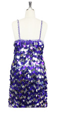 In-Stock Handmade Purple & Silver Jumbo Sequin Short Dress SIZE: US 18 / UK 20 / EUR 50 BUST: 45 WAIST: 38 HIPS: 48 G: 20 (mid top of shoulder to waist) SL1 Length: 19