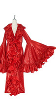 Long Sleeves Red Sequin Fabric Coat with Matching Ruffles