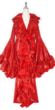 Long Sleeves Red Sequin Fabric Coat with Matching Ruffles