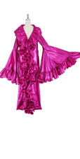 Long Sleeves Fuchsia Sequin Fabric Coat with Matching Ruffles