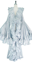 Long Sleeves SIlver Sequin Fabric Coat with Matching Ruffles