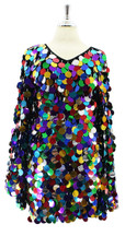 Handmade Short Dress In Multi-Color Metallic Jumbo Sequins