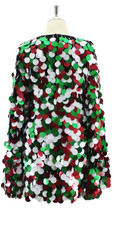 Handmade Short Dress In Green Silver and Red Metallic Jumbo Sequins