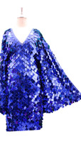 In-Stock Short Blue Metallic Jumbo Sequins Short Dress SIZE: US 20 / UK 22 / EUR 52 (Measurements are shown as inches) BUST: 47 WAIST: 40 HIPS: 50 G: 22 (mid top of shoulder to waist) SL1 Length: 20 Sleeves Length: 25