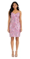 Short Handmade Paillette Sequin Dress in Hologram Pink