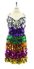 In-Stock Short Dress In Rainbow Color Tear Shape Sequins

SIZE: US 16 / UK 18 / EUR 48 (Measurements are shown as inches)
BUST: 43
WAIST: 36
HIPS: 46
G: 20 (mid top of shoulder to waist)
SL1 Length: 20