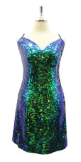 In-Stock Handmade Short Dress In Metallic Green Sequins

SIZE: US 16 / UK 18 / EUR 48 (Measurements are shown as inches)
BUST: 43
WAIST: 36
HIPS: 46
G: 20 (mid top of shoulder to waist)
SL1 Length: 18