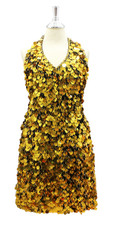 In-Stock Handmade Short Dress In Hanging Gold Sequins

SIZE: US 16 / UK 18 / EUR 48 (Measurements are shown as inches)
BUST: 43
WAIST: 36
HIPS: 46
G: 20 (mid top of shoulder to waist)
SL1 Length: 20