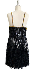In-Stock Handmade Gold and Black Diamond Sequins Short Dress  SIZE: US 14 / UK 16 / EUR 46 BUST: 43 WAIST: 36 HIPS: 46 G: 20 (mid top of shoulder to waist) SL1 Length: 20