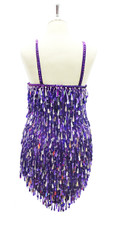 Handmade Short Metallic Tear Shapped Sequins Dress In Purple and Silver