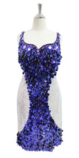 Short Silver and Purple Sequin Fabric Dress with Matching Hanging Sequins