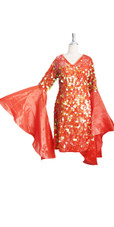 Handmade Short Transparent Sequins with Red Background Fabric and Ruffle Sleeves