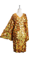 Handmade Short 30MM Hologram Gold Sequins with Long Bell Sleeves