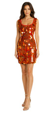 Short Handmade Paillette Hologram Copper Sequin Sleeveless Dress